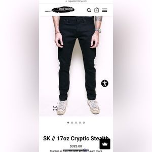 Rogue Territory Black skinny Jean 17oz hard pressed real Japanese denim